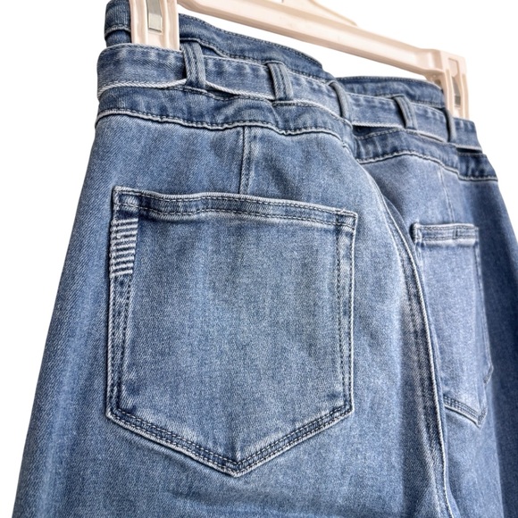 PAIGE Wide Leg Frankie Inset Belted Cropped Blue Bristol Jeans Women’s size 25 - Picture 11 of 14